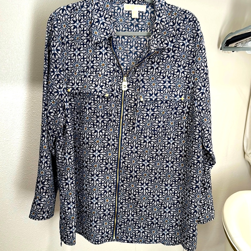 MICHAEL Michael Kors Navy Print Blouse - 2X